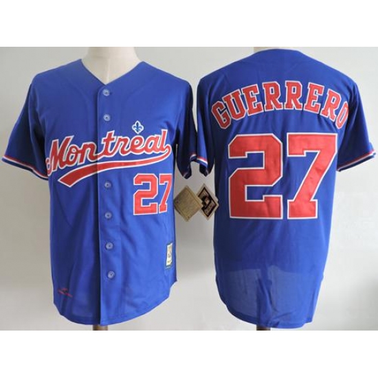 Mitchell And Ness 2004 Montreal Expos 27 Vladimir Guerrero Blue Throwback Stitched MLB Jersey