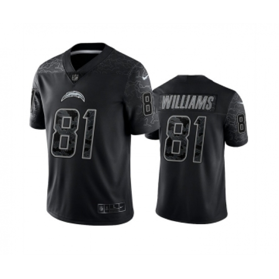 Men's Los Angeles Chargers 81 Mike Williams Black Reflective Limited Stitched Football Jersey