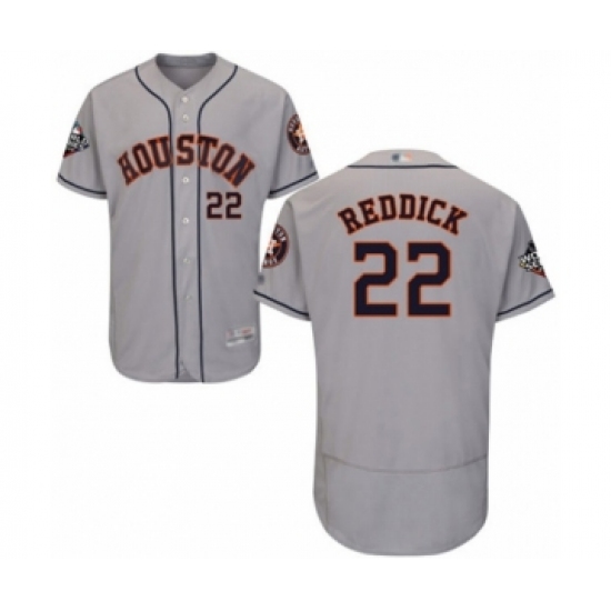 Men's Houston Astros 22 Josh Reddick Grey Road Flex Base Authentic Collection 2019 World Series Bound Baseball Jersey
