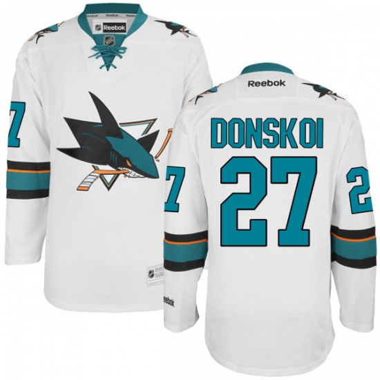 Men's Reebok San Jose Sharks 27 Joonas Donskoi Authentic White Away NHL Jersey