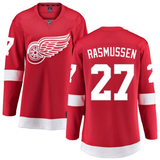 Women's Detroit Red Wings 27 Michael Rasmussen Fanatics Branded Red Home Breakaway NHL Jersey