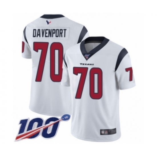 Men's Houston Texans 70 Julien Davenport White Vapor Untouchable Limited Player 100th Season Football Jersey