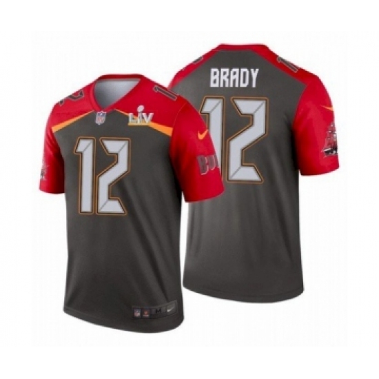 Youth Tampa Bay Buccaneers 12 Brady Inverted Gray Super Bowl LV Jersey