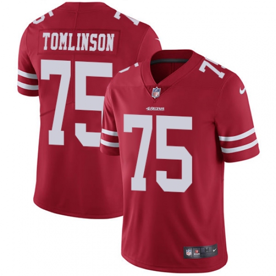 Men's Nike San Francisco 49ers 75 Laken Tomlinson Red Team Color Vapor Untouchable Limited Player NFL Jersey