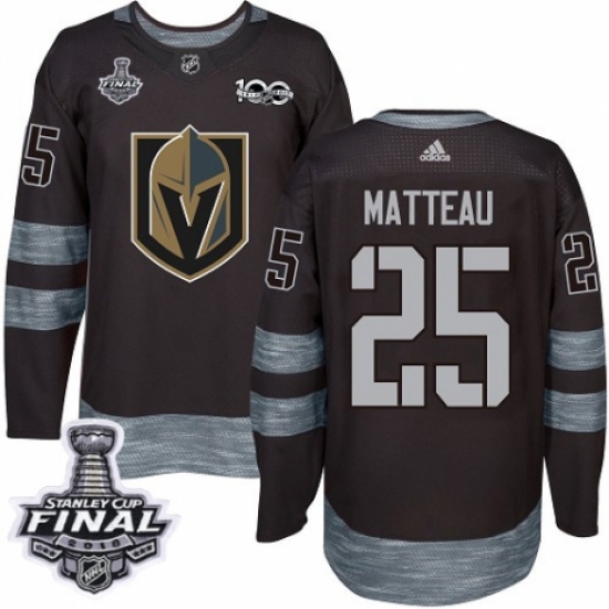 Men's Adidas Vegas Golden Knights 25 Stefan Matteau Authentic Black 1917-2017 100th Anniversary 2018 Stanley Cup Final NHL Jersey