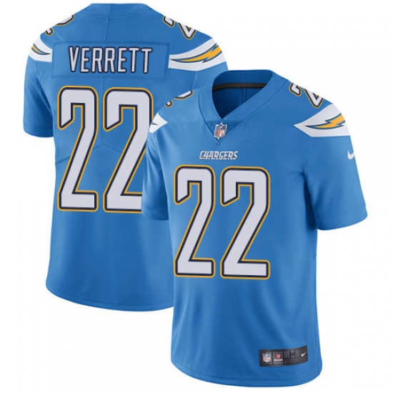 Men's Nike Los Angeles Chargers 22 Jason Verrett Electric Blue Alternate Vapor Untouchable Limited Player NFL Jersey