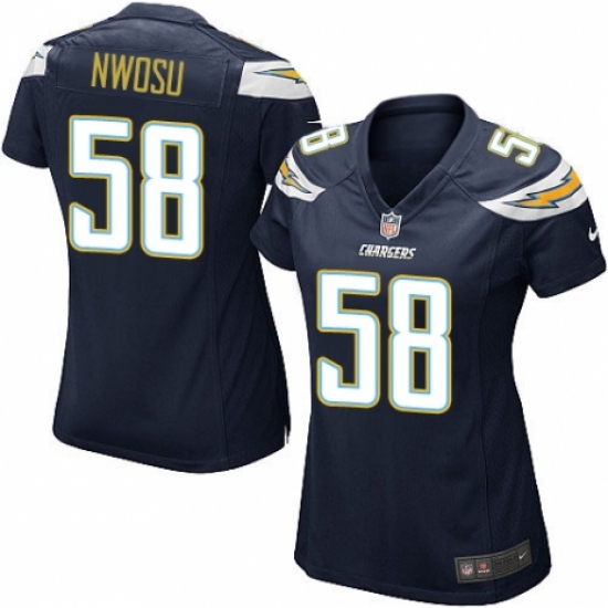 Women's Nike Los Angeles Chargers 58 Uchenna Nwosu Game Navy Blue Team Color NFL Jersey