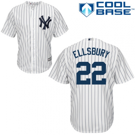 Men's Majestic New York Yankees 22 Jacoby Ellsbury Replica White Home MLB Jersey