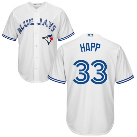 Men's Majestic Toronto Blue Jays 33 J.A. Happ Replica White Home MLB Jersey