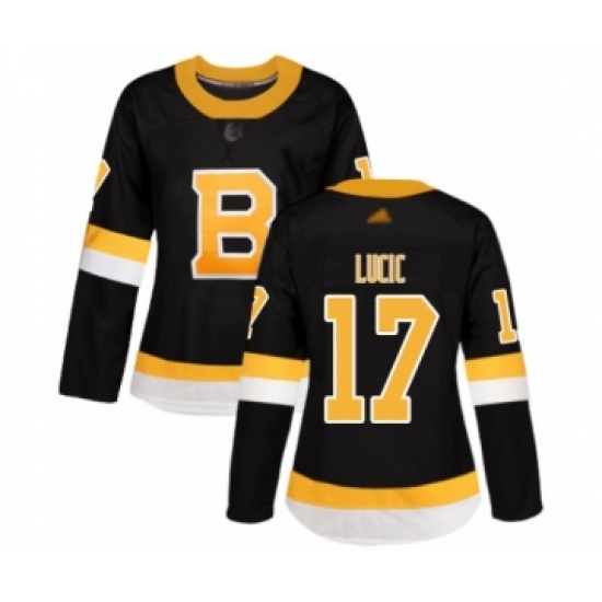 Women's Boston Bruins 17 Milan Lucic Authentic Black Alternate Hockey Jersey