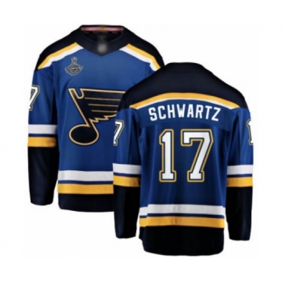 Men's St. Louis Blues 17 Jaden Schwartz Fanatics Branded Royal Blue Home Breakaway 2019 Stanley Cup Champions Hockey Jersey