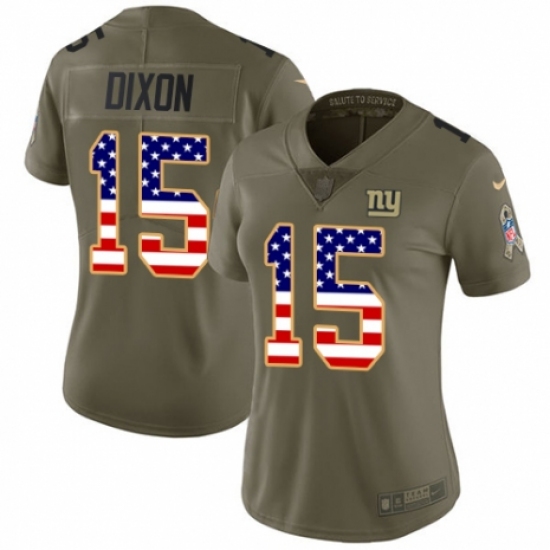 Women's Nike New York Giants 15 Riley Dixon Limited Olive USA Flag 2017 Salute to Service NFL Jersey