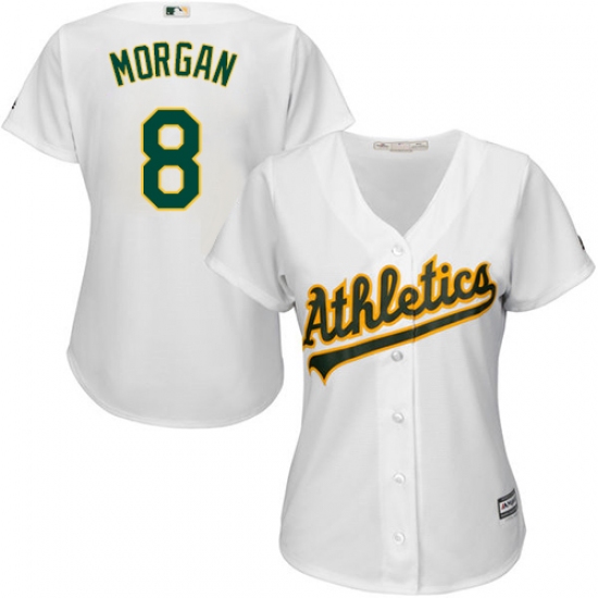 Women's Majestic Oakland Athletics 8 Joe Morgan Replica White Home Cool Base MLB Jersey