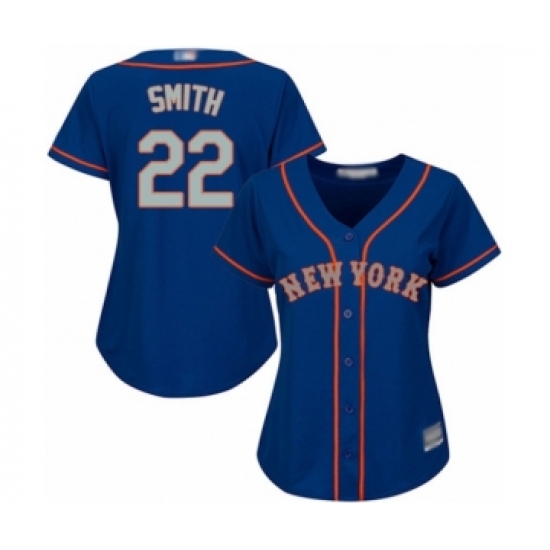 Women's New York Mets 22 Dominic Smith Replica Royal Blue Alternate Road Cool Base Baseball Player Jersey