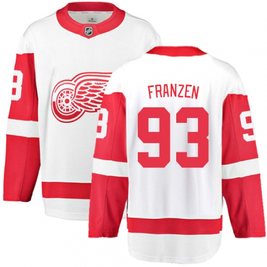 Youth Detroit Red Wings 93 Johan Franzen Fanatics Branded White Away Breakaway NHL Jersey