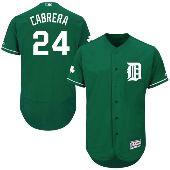 Men's Majestic Detroit Tigers 24 Miguel Cabrera Green Celtic Flexbase Authentic Collection MLB Jersey