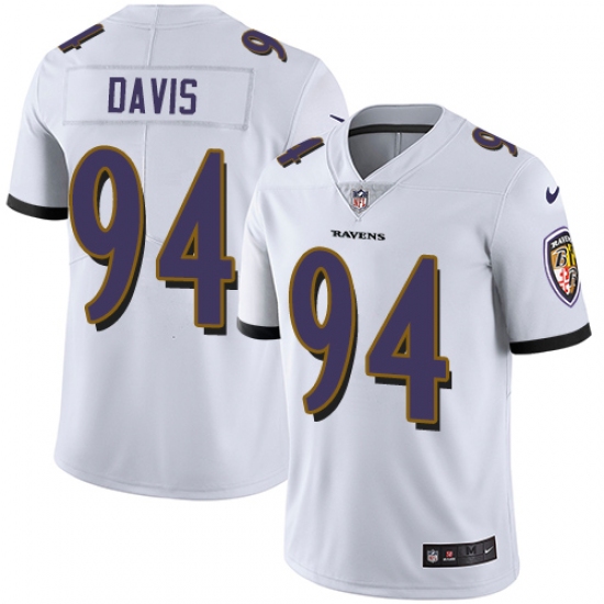 Youth Nike Baltimore Ravens 94 Carl Davis White Vapor Untouchable Limited Player NFL Jersey