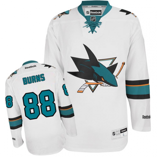 Men's Reebok San Jose Sharks 88 Brent Burns Authentic White Away NHL Jersey