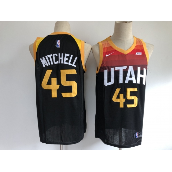 Men's Utah Jazz 45 Donovan Mitchell Nike Black City Player Jersey