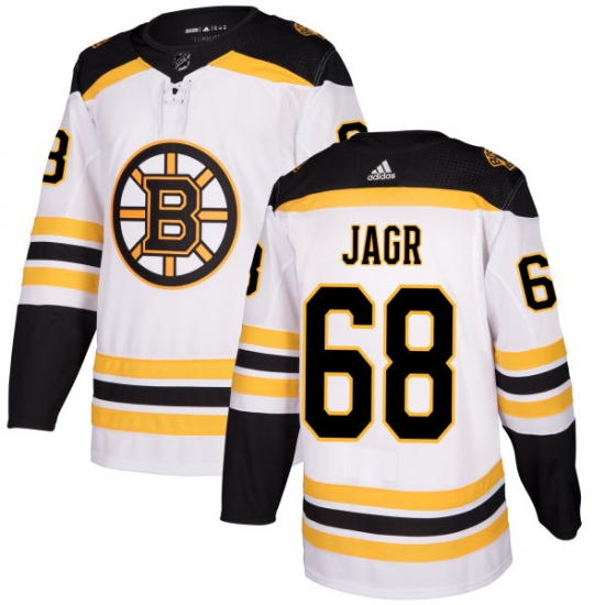 Men's Adidas Boston Bruins 68 Jaromir Jagr Authentic White Away NHL Jersey