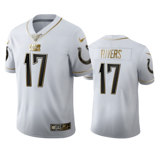 Men's Nike Indianapolis Colts 17 Philip Rivers White Golden Edition Vapor Limited NFL 100 Jersey