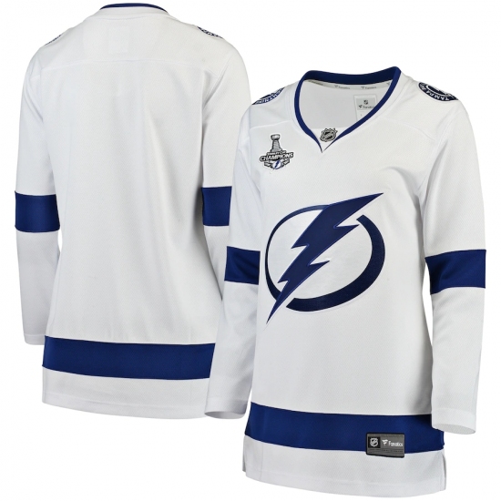 Women's Tampa Bay Lightning Fanatics Branded White Blank Away 2020 Stanley Cup Champions Breakaway Jersey