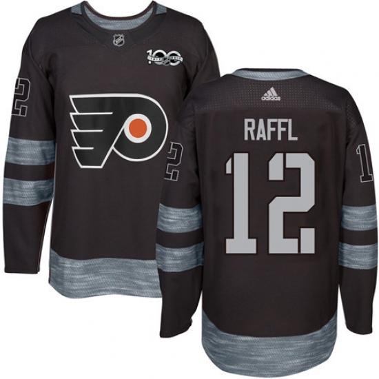 Men's Adidas Philadelphia Flyers 12 Michael Raffl Authentic Black 1917-2017 100th Anniversary NHL Jersey