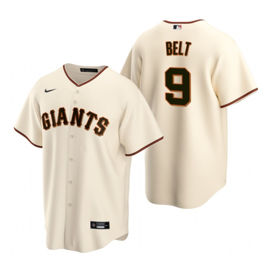 Men's Nike San Francisco Giants 9 Brandon Belt Cream Home Stitched Baseball Jersey