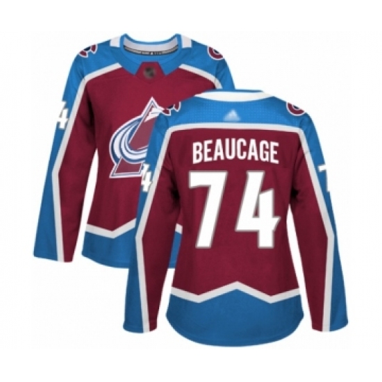 Women's Colorado Avalanche 74 Alex Beaucage Authentic Burgundy Red Home Hockey Jersey