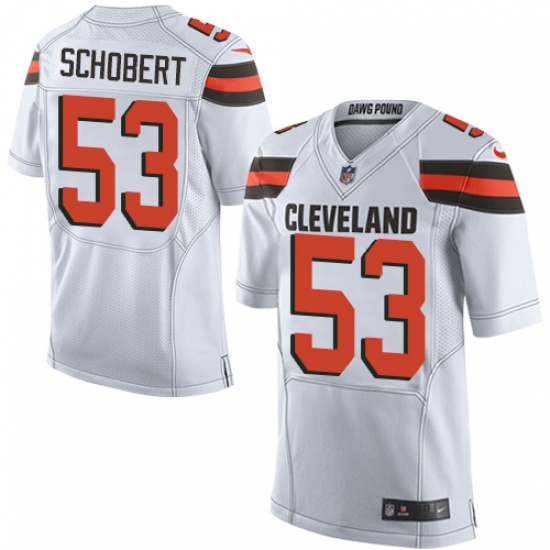 Men's Nike Cleveland Browns 53 Joe Schobert Elite White NFL Jersey