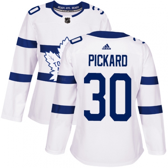 Women's Adidas Toronto Maple Leafs 30 Calvin Pickard Authentic White 2018 Stadium Series NHL Jersey