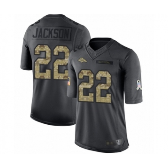 Youth Denver Broncos 22 Kareem Jackson Limited Black 2016 Salute to Service Football Jersey