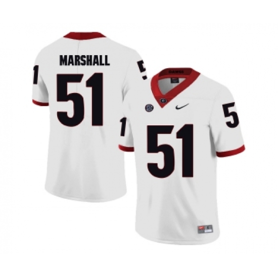 Georgia Bulldogs 51 David Marshall White College Football Jersey