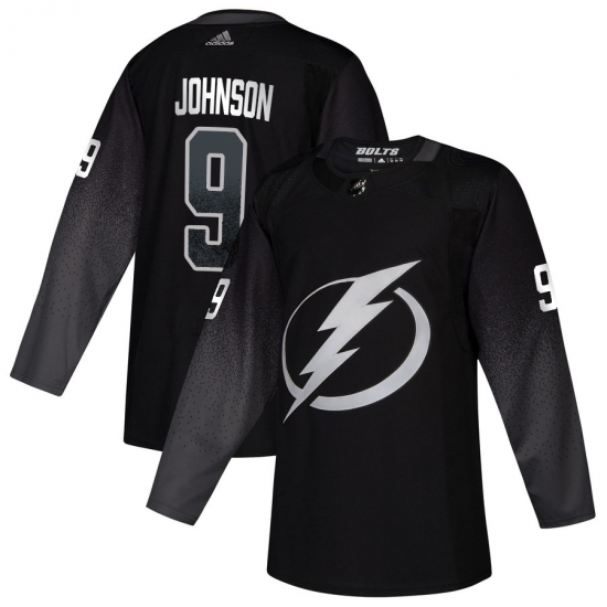 Men's Tampa Bay Lightning 9 Tyler Johnson adidas Alternate Authentic Player Jersey Black