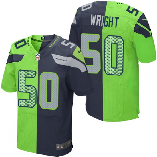 Men's Nike Seattle Seahawks 50 K.J. Wright Elite Navy/Green Split Fashion NFL Jersey