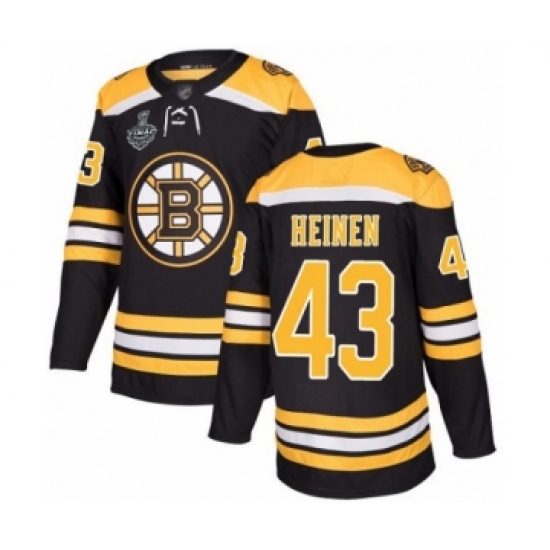 Youth Boston Bruins 43 Danton Heinen Authentic Black Home 2019 Stanley Cup Final Bound Hockey Jersey