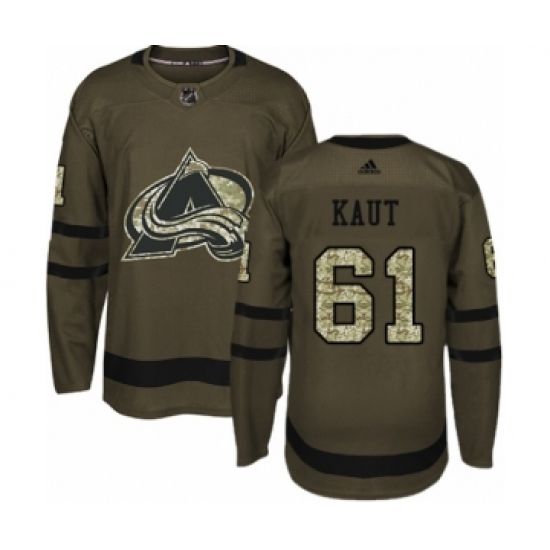 Youth Adidas Colorado Avalanche 61 Martin Kaut Premier Green Salute to Service NHL Jersey