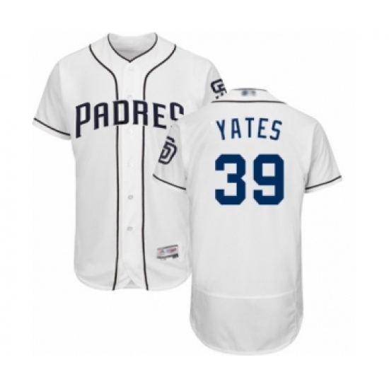 Men's San Diego Padres 39 Kirby Yates White Home Flex Base Authentic Collection Baseball Jersey