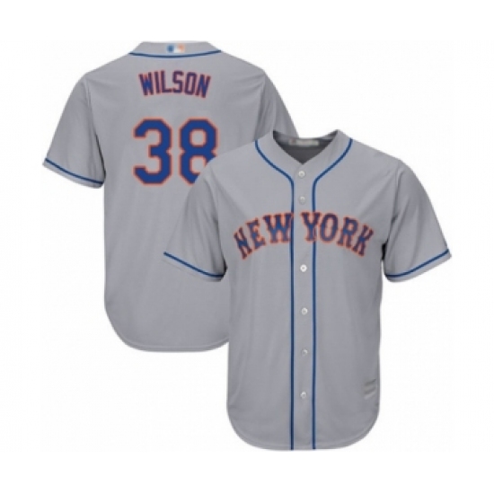 Youth New York Mets 38 Justin Wilson Authentic Grey Road Cool Base Baseball Player Jersey