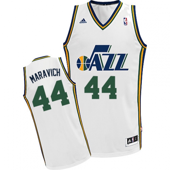 Men's Adidas Utah Jazz 44 Pete Maravich Swingman White Home NBA Jersey