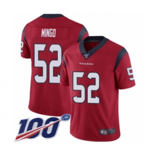 Men's Houston Texans 52 Barkevious Mingo Red Alternate Vapor Untouchable Limited Player 100th Season Football Jersey