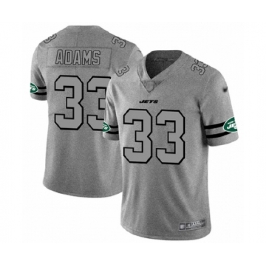 Men's New York Jets 33 Jamal Adams Limited Gray Team Logo Gridiron Football Jersey