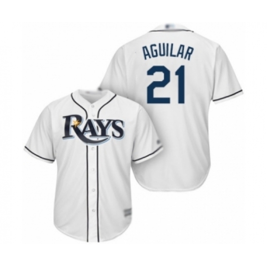 Youth Tampa Bay Rays 21 Jesus Aguilar Authentic White Home Cool Base Baseball Player Jersey