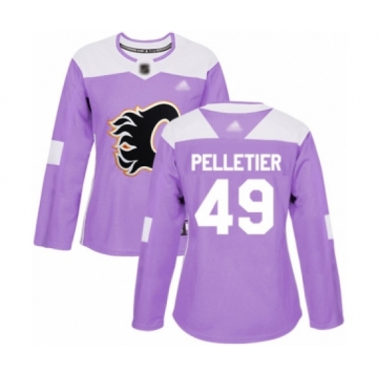 Women's Calgary Flames 49 Jakob Pelletier Authentic Purple Fights Cancer Practice Hockey Jersey