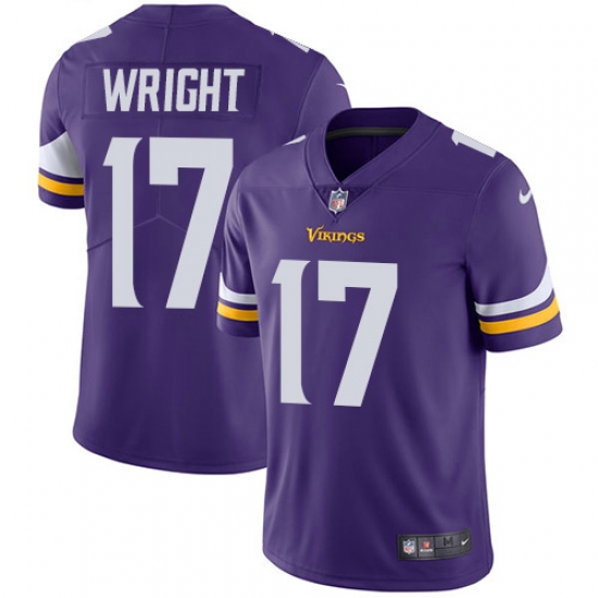 Men's Nike Minnesota Vikings 17 Jarius Wright Purple Team Color Vapor Untouchable Limited Player NFL Jersey