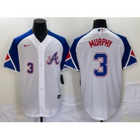 Men's Atlanta Braves 3 Dale Murphy Number White 2023 City Connect Cool Base Stitched Jersey1