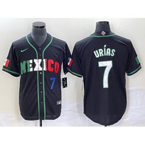 Men's Mexico Baseball 7 Julio Urias Number 2023 Black White World Classic Stitched Jersey6