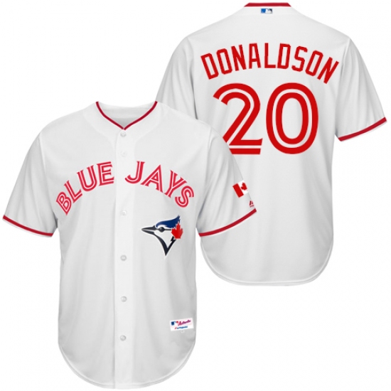 Men's Majestic Toronto Blue Jays 20 Josh Donaldson Authentic White 2015 Canada Day MLB Jersey