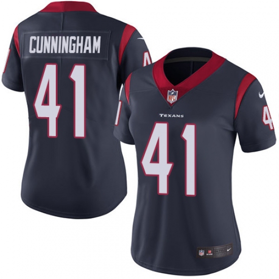 Women's Nike Houston Texans 41 Zach Cunningham Limited Navy Blue Team Color Vapor Untouchable NFL Jersey