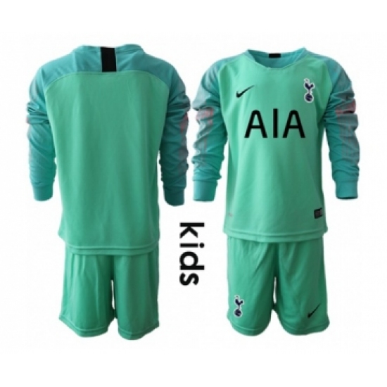 Tottenham Hotspur Blank Green Goalkeeper Long Sleeves Kid Soccer Club Jersey